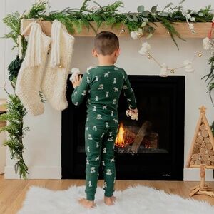 Jack Frost Russell Print on Trekking Green PJ Set - 12 months - nwt